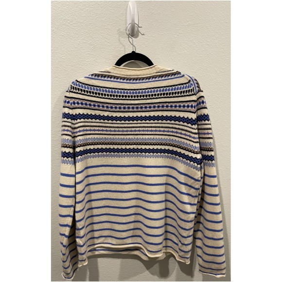 J.CREW Fair Isle Nordic Blue Black Wool Sweater - Picture 3 of 3